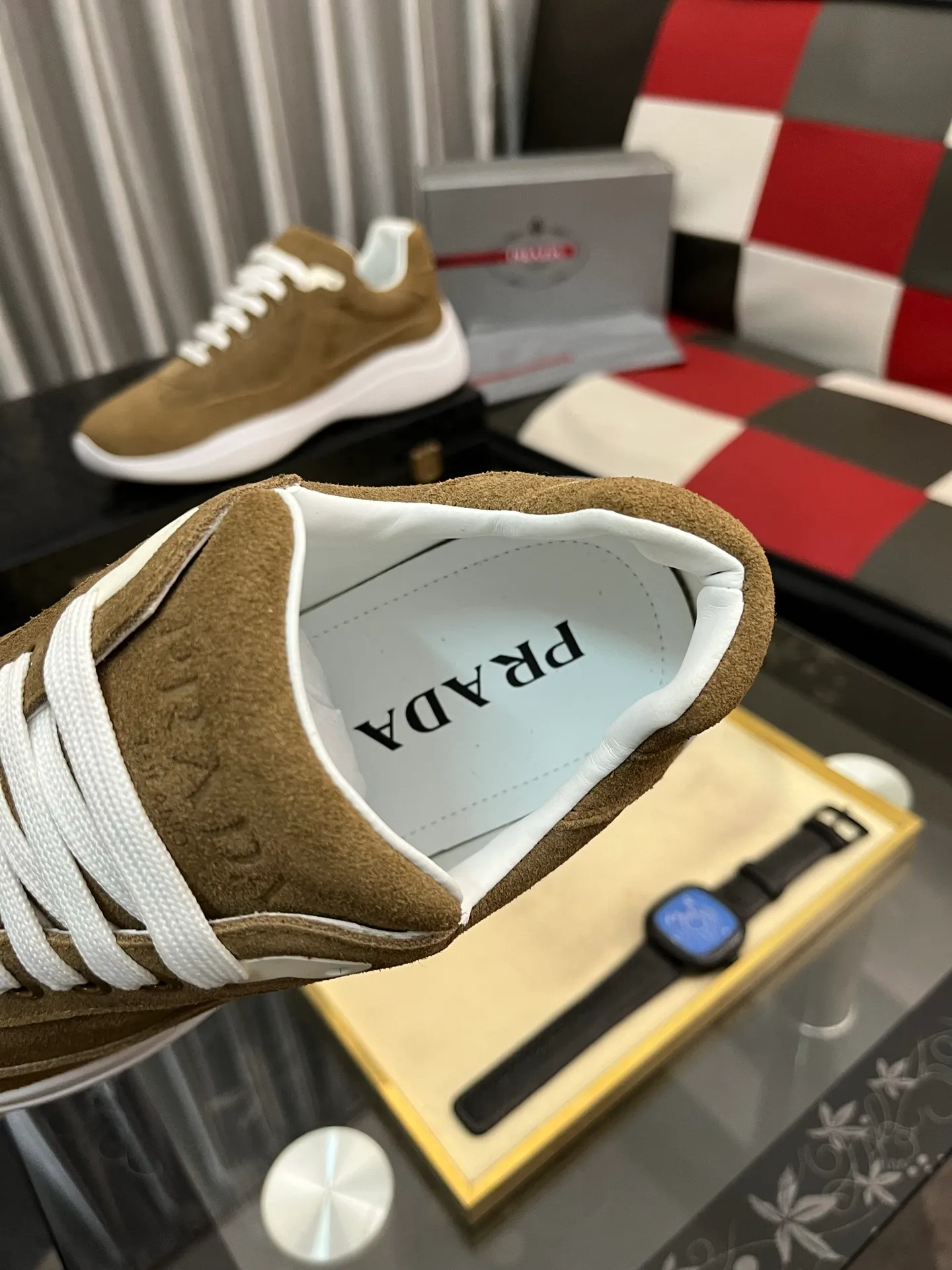 Men's shoes 💰400⌚️⌚️【PRADA】Prada casual shoes, originally developed 1:1, made of high-mercerized cowhide with imported cowhide, silk sheepskin lining, rubber outsole, comfortable and soft on the foot, size: 38-444️⃣Colors available